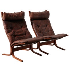Pair Of Westnofa Leather "siesta" Easy Chairs