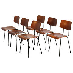 Set of Six Gispen Plywood Chairs by A.R. Cordemeijer 6