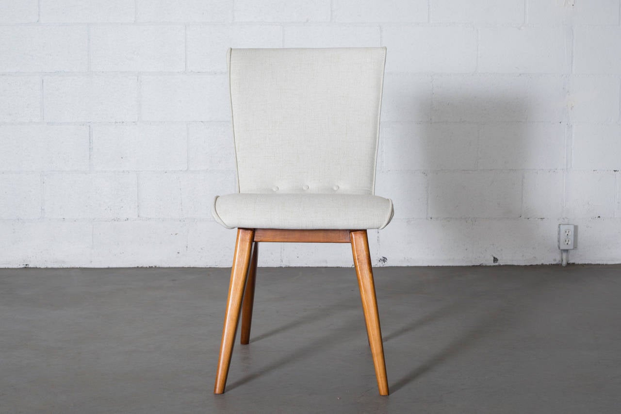Mid-Century Modern Set of Eight Van Os Dining Chairs in White
