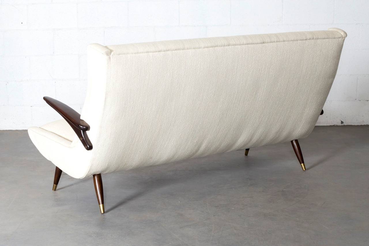 Dutch Gio Ponti Inspired Mid-Century Upholstered Sofa
