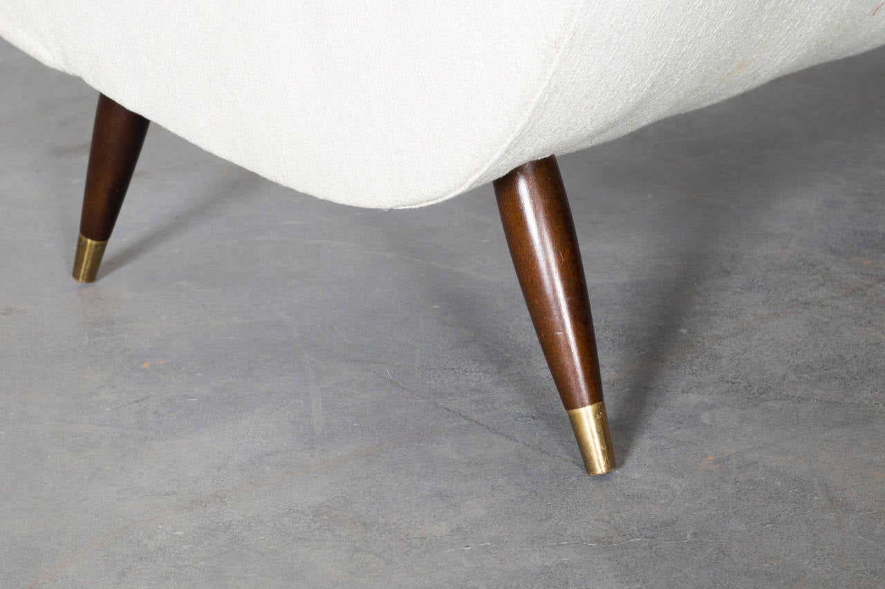 Brass Gio Ponti Inspired Mid-Century Upholstered Sofa