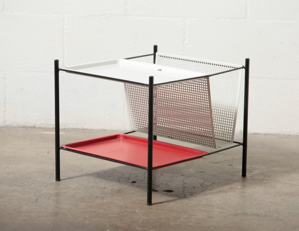 Mategot Style Pilastro Side Table and Magazine Rack