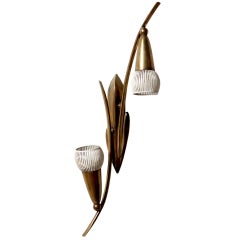 Italian Style Brass Floral Wall Sconce Italian Style Brass Floral Wall Sconce