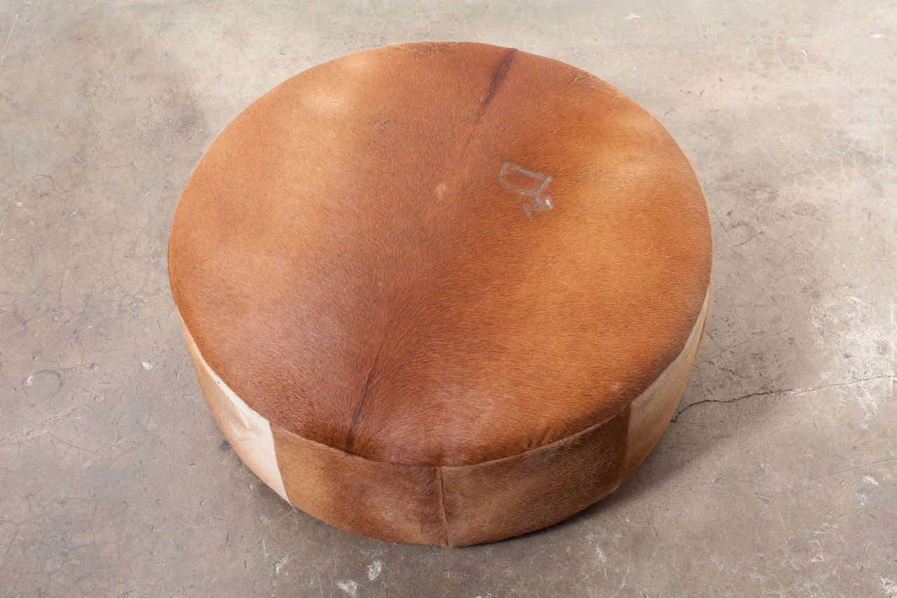American Vintage Inspired Cowhide Ottoman or Coffee Table