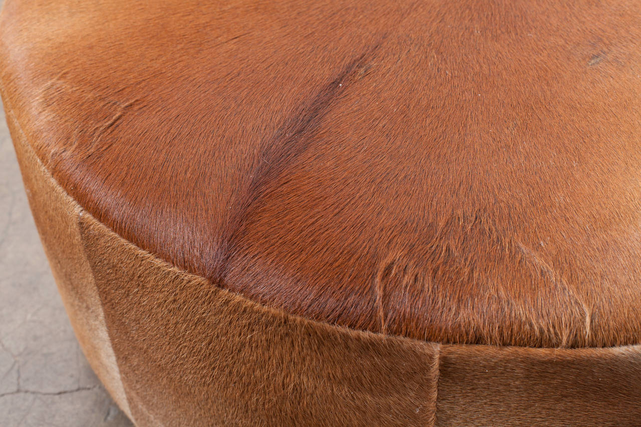 Vintage Inspired Cowhide Ottoman or Coffee Table In Excellent Condition In Los Angeles, CA