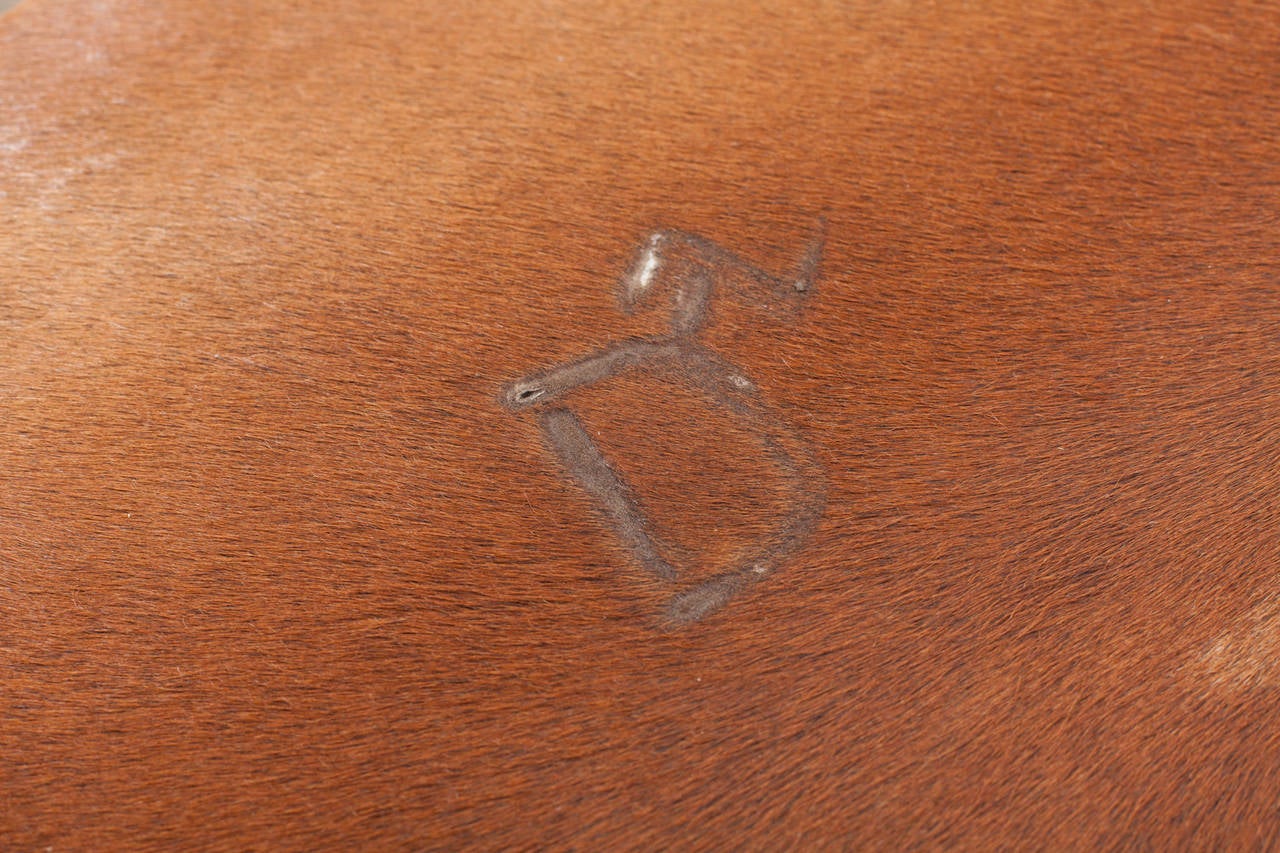 Contemporary Vintage Inspired Cowhide Ottoman or Coffee Table