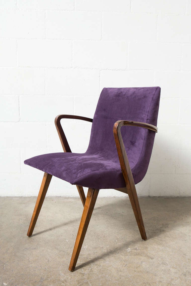 Mid-Century Modern Set of Four Danish Modern Chairs in Velvety Purple