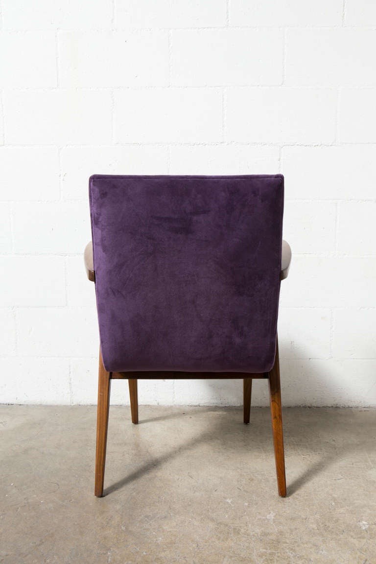 Set of Four Danish Modern Chairs in Velvety Purple In Good Condition In Los Angeles, CA