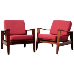 Pair Of Danish Modern Teak Lounge Chairs