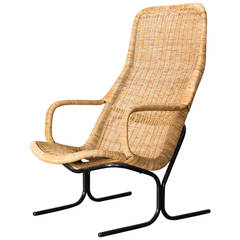 Dirk Van Sliedrecht Woven Rattan and Metal Chair