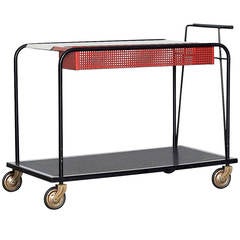 Mathieu Mategot Style Bar Cart with Removable Trays