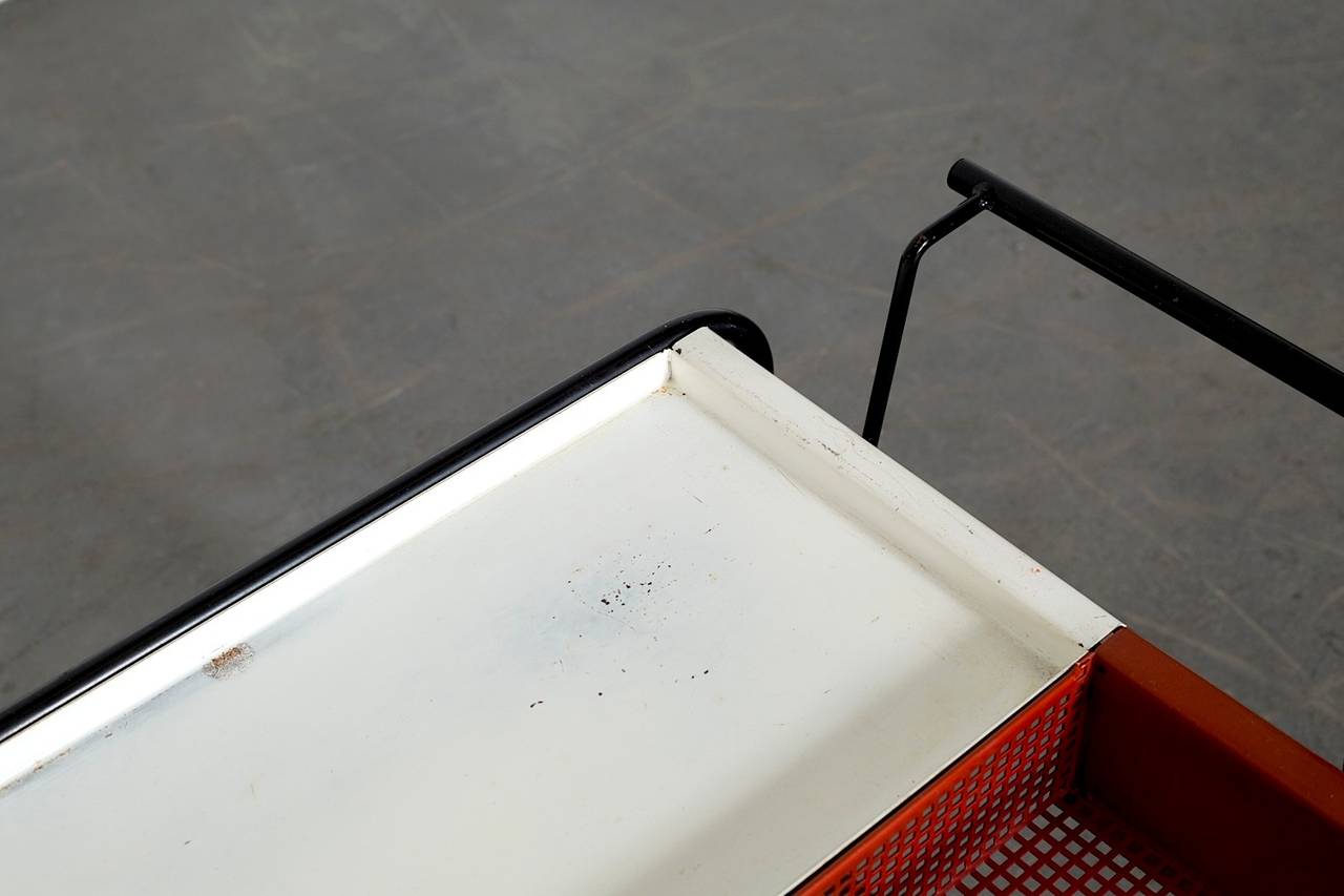 Dutch Mathieu Mategot Style Bar Cart with Removable Trays