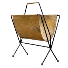Royere Style Brass And Black Magazine Stand