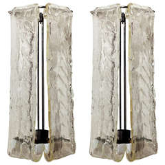 Pair of Barovier & Toso Slumped Glass Wall Sconces