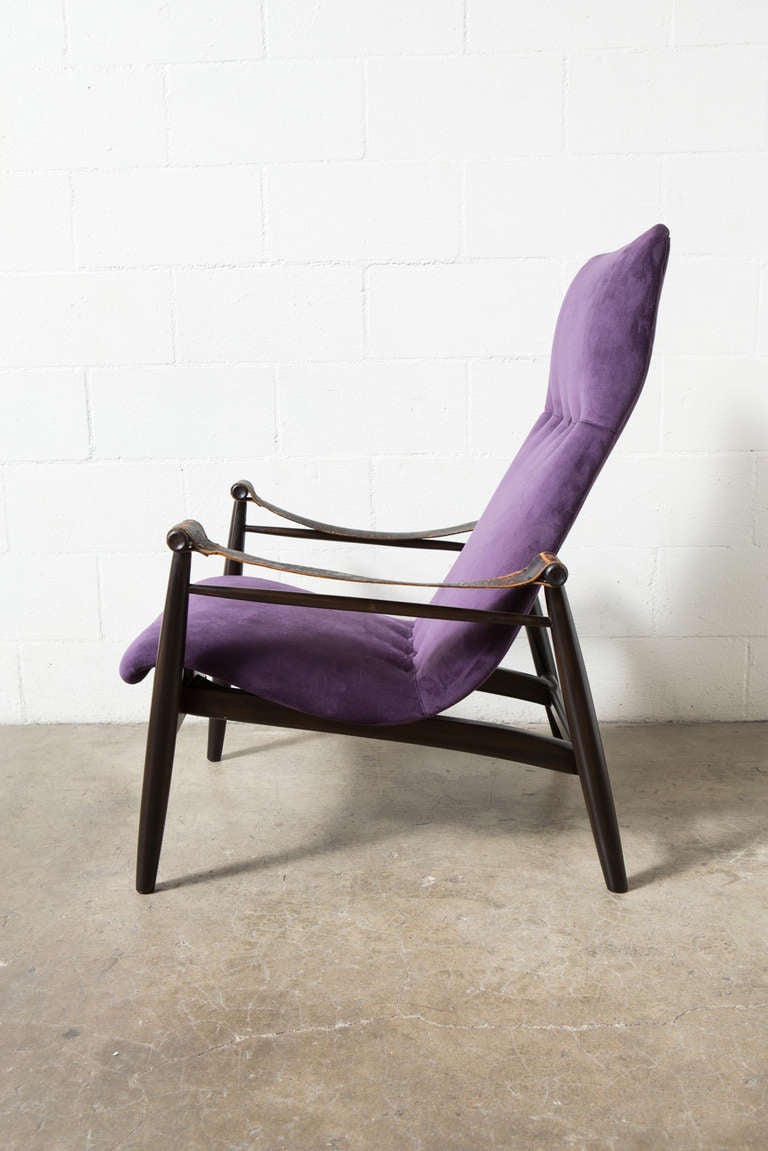 Muntendam MidCentury Lounge Chair with Leather Arms at 1stDibs