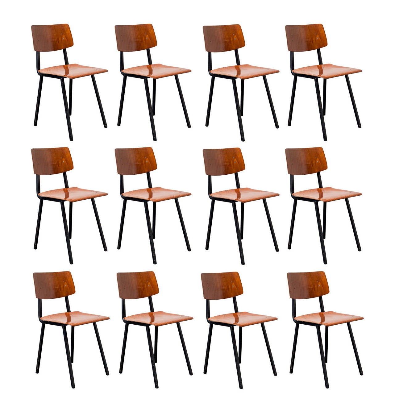 Set of 12 Friso Kramer Style Plywood School Chair at 1stdibs