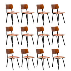 Set of 12 Friso Kramer Style Plywood School Chair