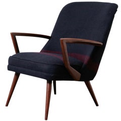 Danish Modern Lounge Chair with Organic Teak Arms
