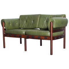 Arne Norell Style Leather Loveseat