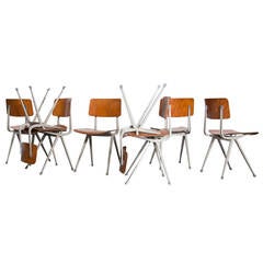 Set of 8 Friso Kramer for Ahrend de Cirkel "Result" Chairs in Plywood