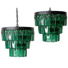 Eric Hoglund (attributed) Emerald Glass Chandeliers