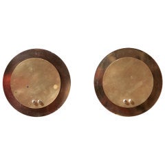 Pair of French Brass Round Wall Sconces