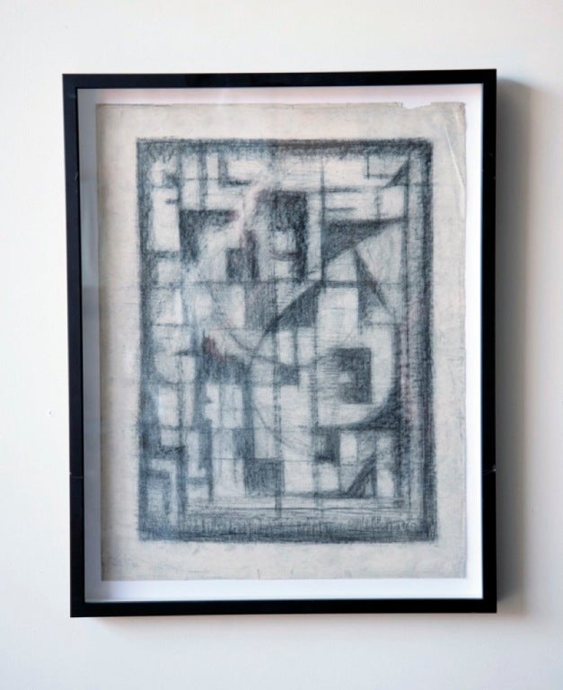 Mid-20th Century Set of 4 French Charcoal Drawings