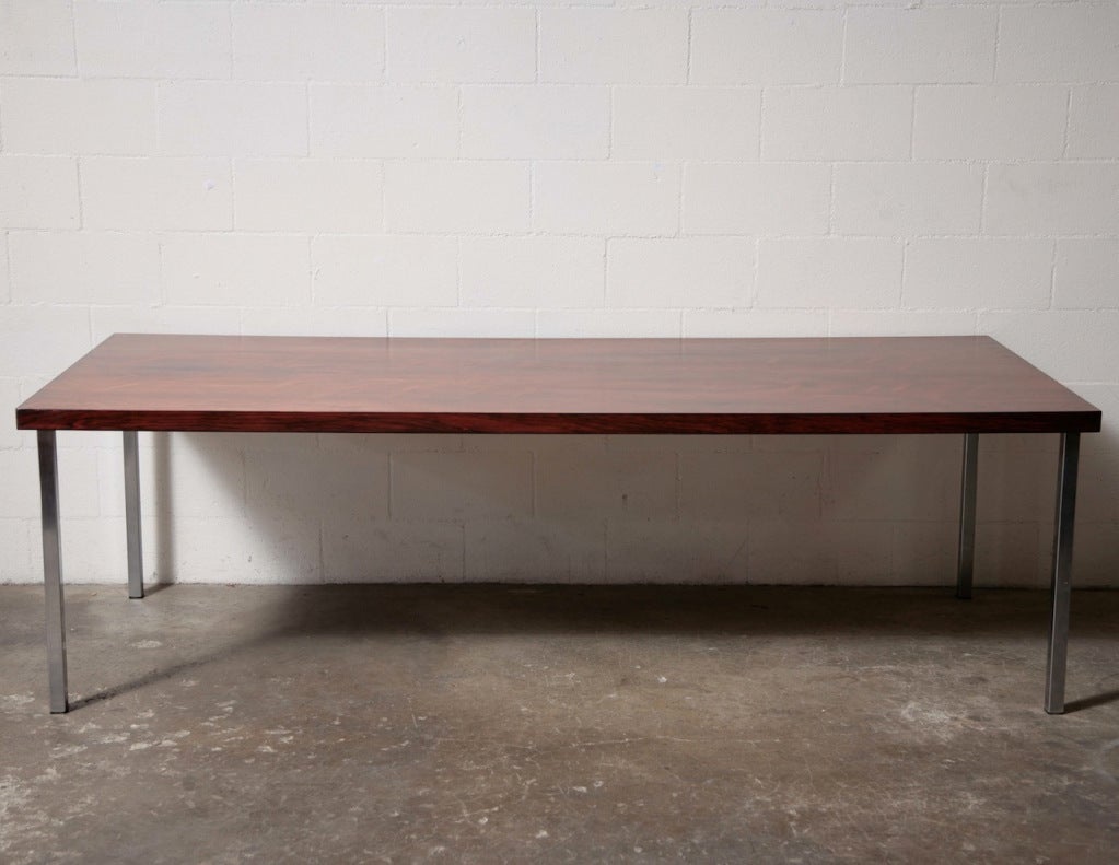 Rosewood And Chrome Conference Or Dining Table