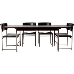 Rosewood And Brush Chrome Dining Set By Pastoe