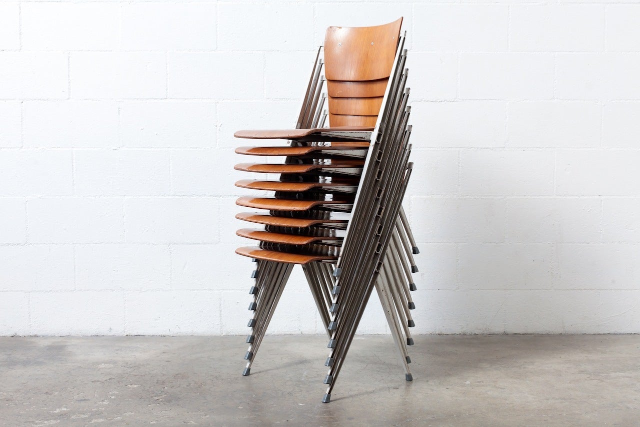 Set of 8 Wm. Rietveld Stacking Pyramid Chairs