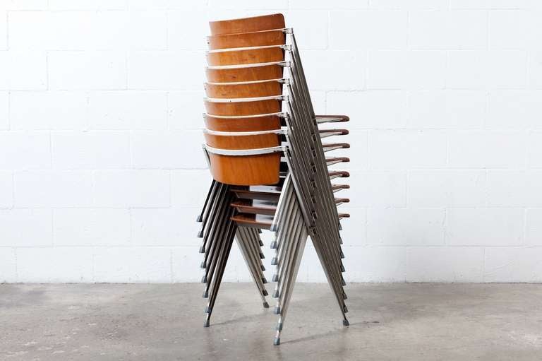 Mid-Century Modern Set of 8 Wm. Rietveld Stacking Pyramid Chairs