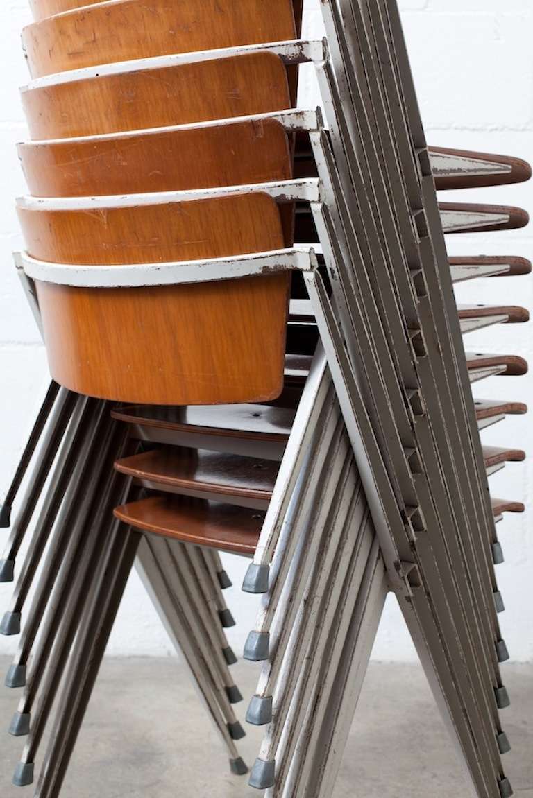 Dutch Set of 8 Wm. Rietveld Stacking Pyramid Chairs