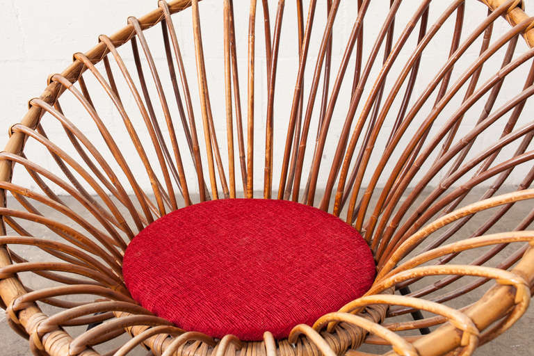 Dutch Jacques Adnet Style Woven Rattan Hoop Chair