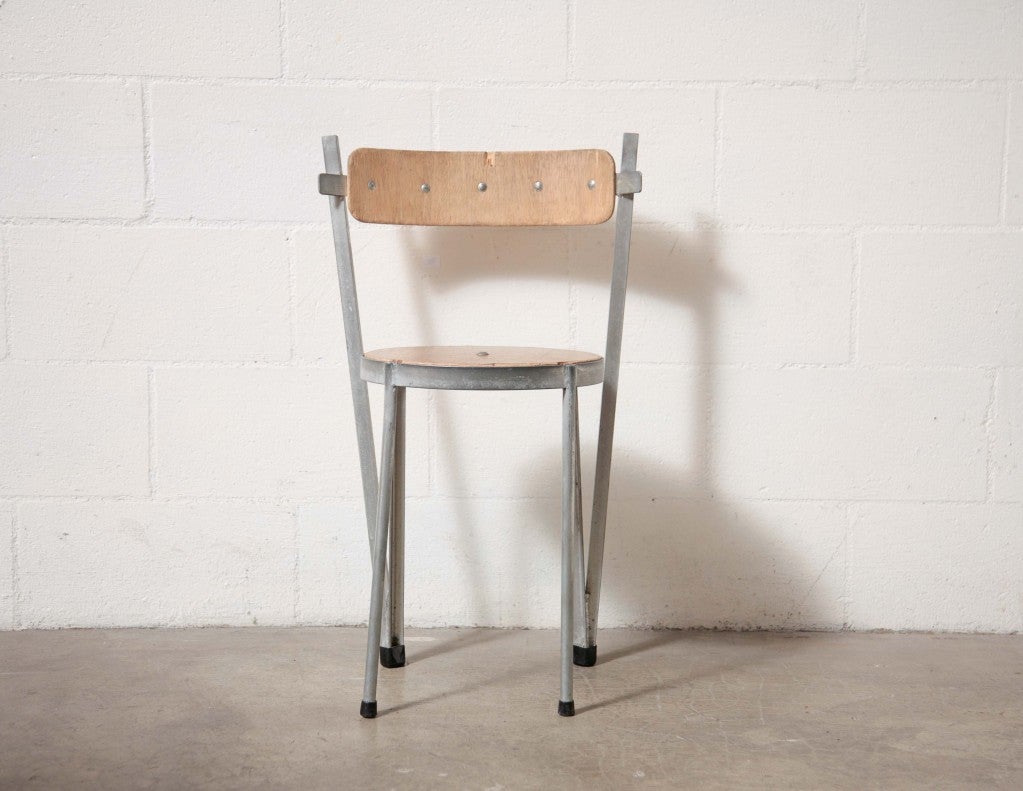 Metal Frame with Plywood Seat and Back. Unknown designer, age estimated at 1960. Set Price.