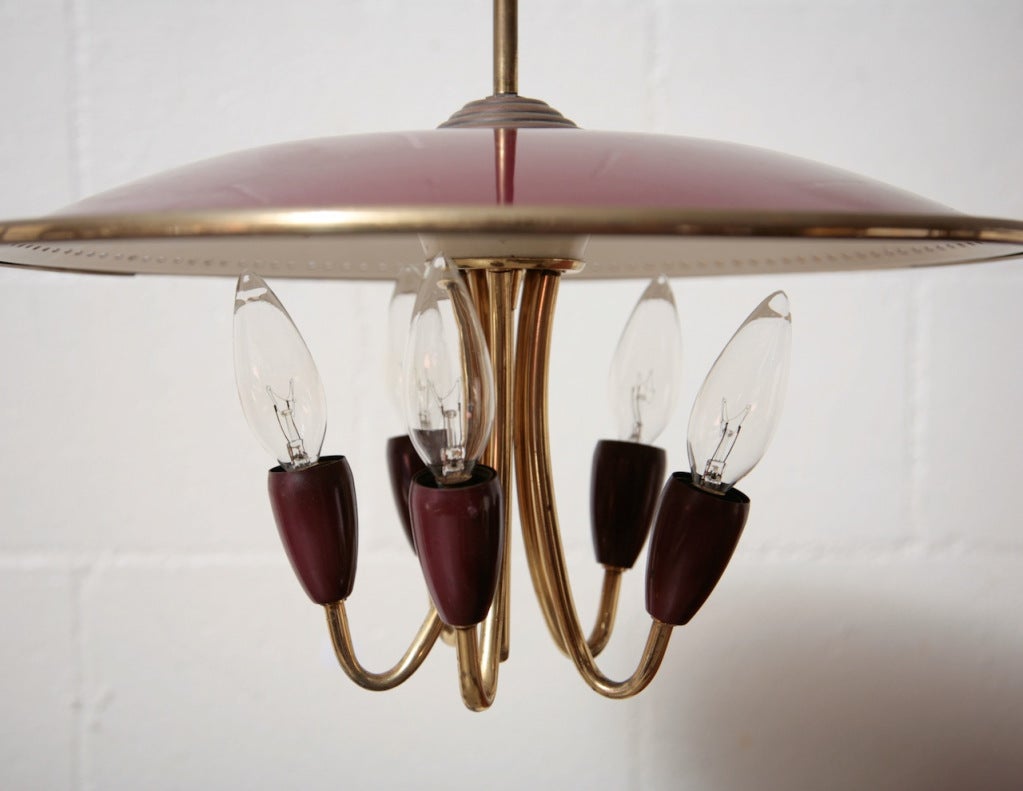 Metal Stilnovo Attributed Ceiling Lamp