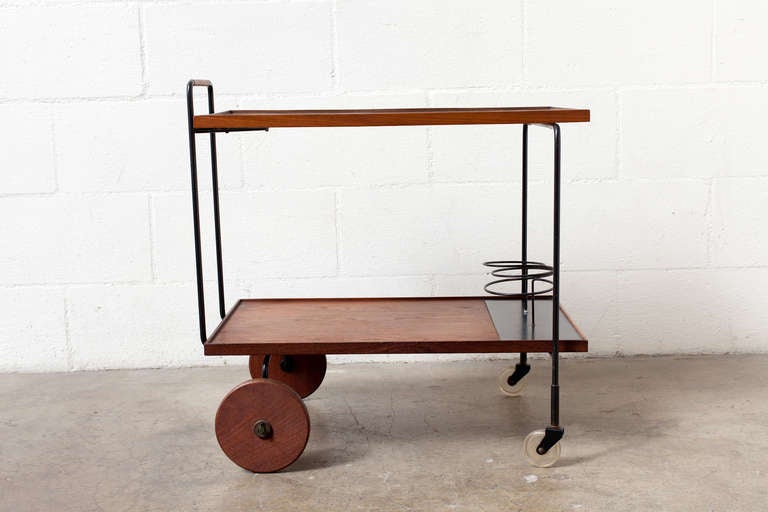 Bauhaus Style Rolling Bar Cart