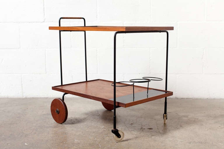 Mid-Century Modern Bauhaus Style Rolling Bar Cart