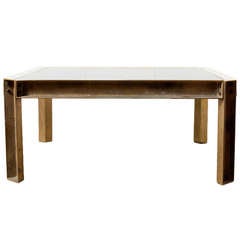 Brass and Glass Industrial Style Coffee Table