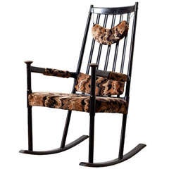 Tapiovaara Style High Back Rocking Chair