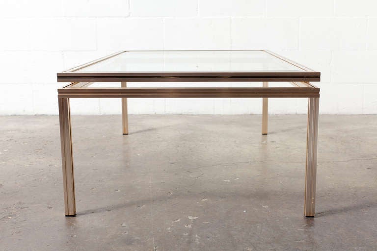 Coffee Table with Elevated Glass Top and Anodized Aluminum Frame. Paris 1970's