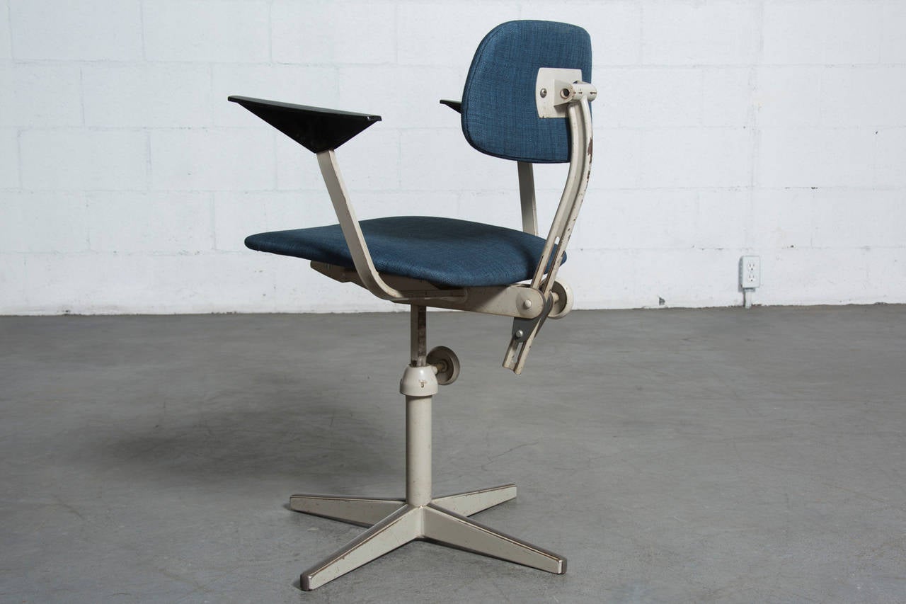 Mid-Century Modern Friso Kramer Upholstered Drafting Stool