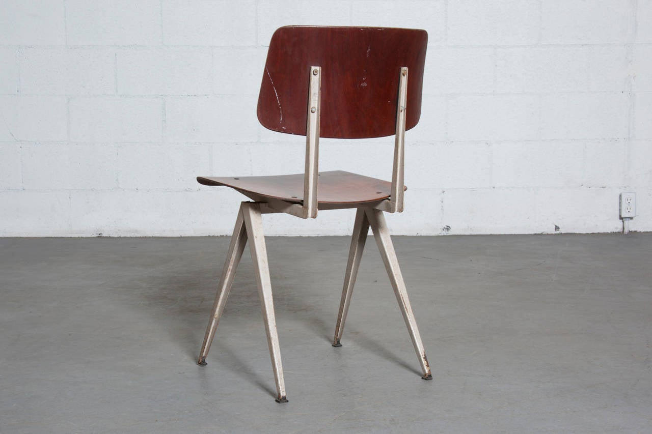 Set of 12 Prouve or Friso Kramer Style Plywood Industrial Chairs In Fair Condition In Los Angeles, CA