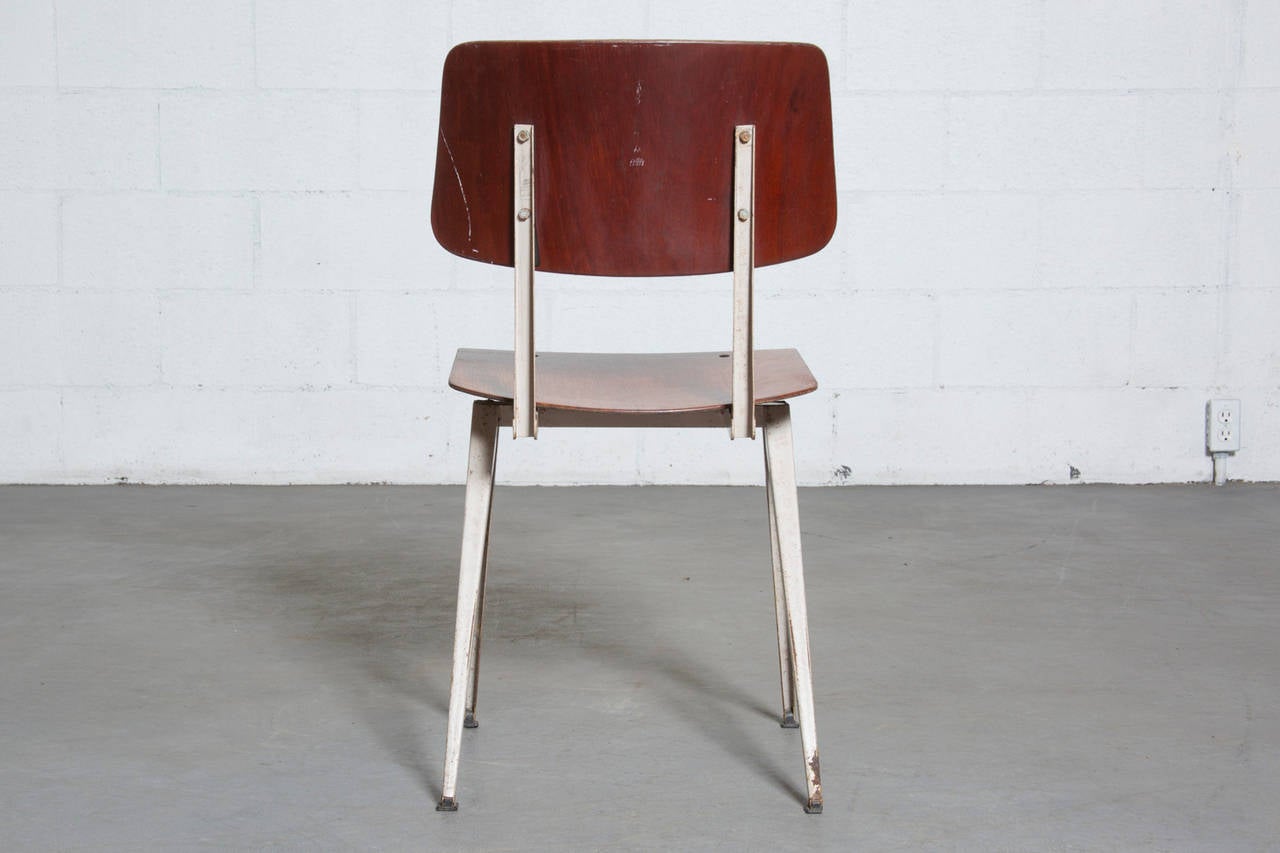 Mid-20th Century Set of 12 Prouve or Friso Kramer Style Plywood Industrial Chairs