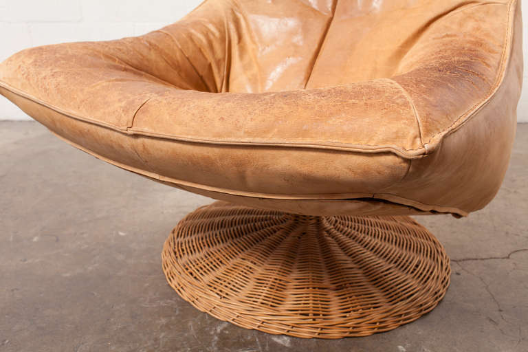 Gerard Van Den Berg Delantra Leather and Rattan Lounge Chair 1