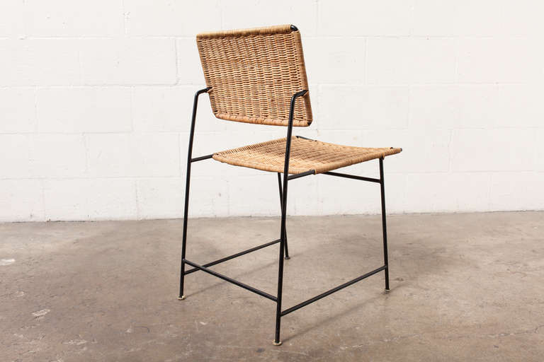 Mid-20th Century Set of 6 Herta-Maria Witzemann Rattan and Wire Dining Chairs