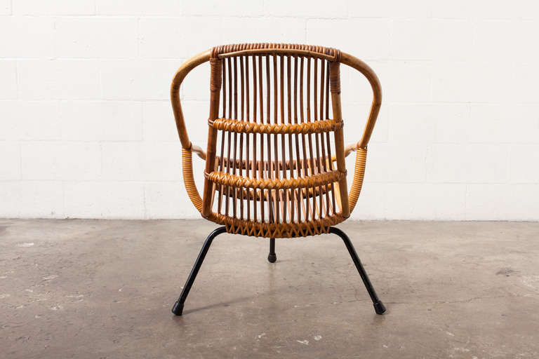 Mid-20th Century Mid-Century Modern Bamboo Tripod Lounge Chair
