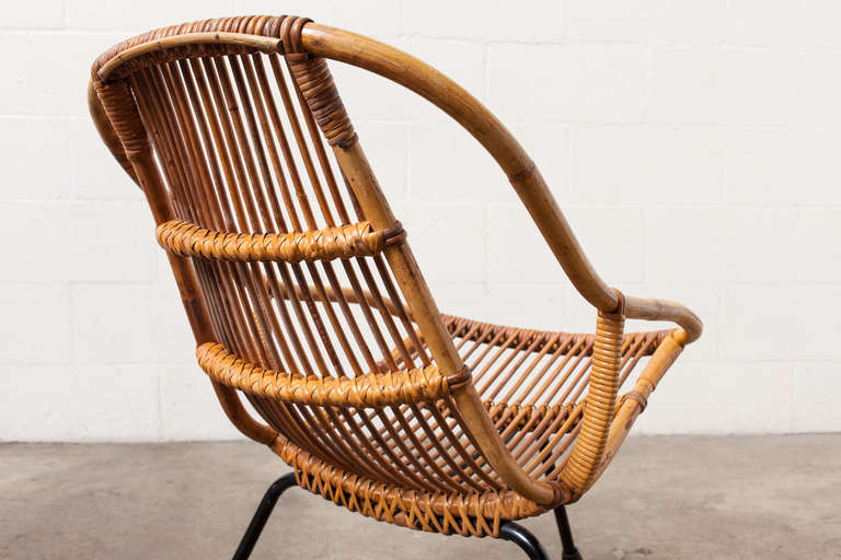 Mid-Century Modern Bamboo Tripod Lounge Chair 1