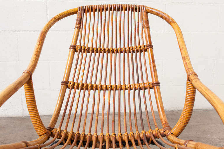 Mid-Century Modern Bamboo Tripod Lounge Chair 2