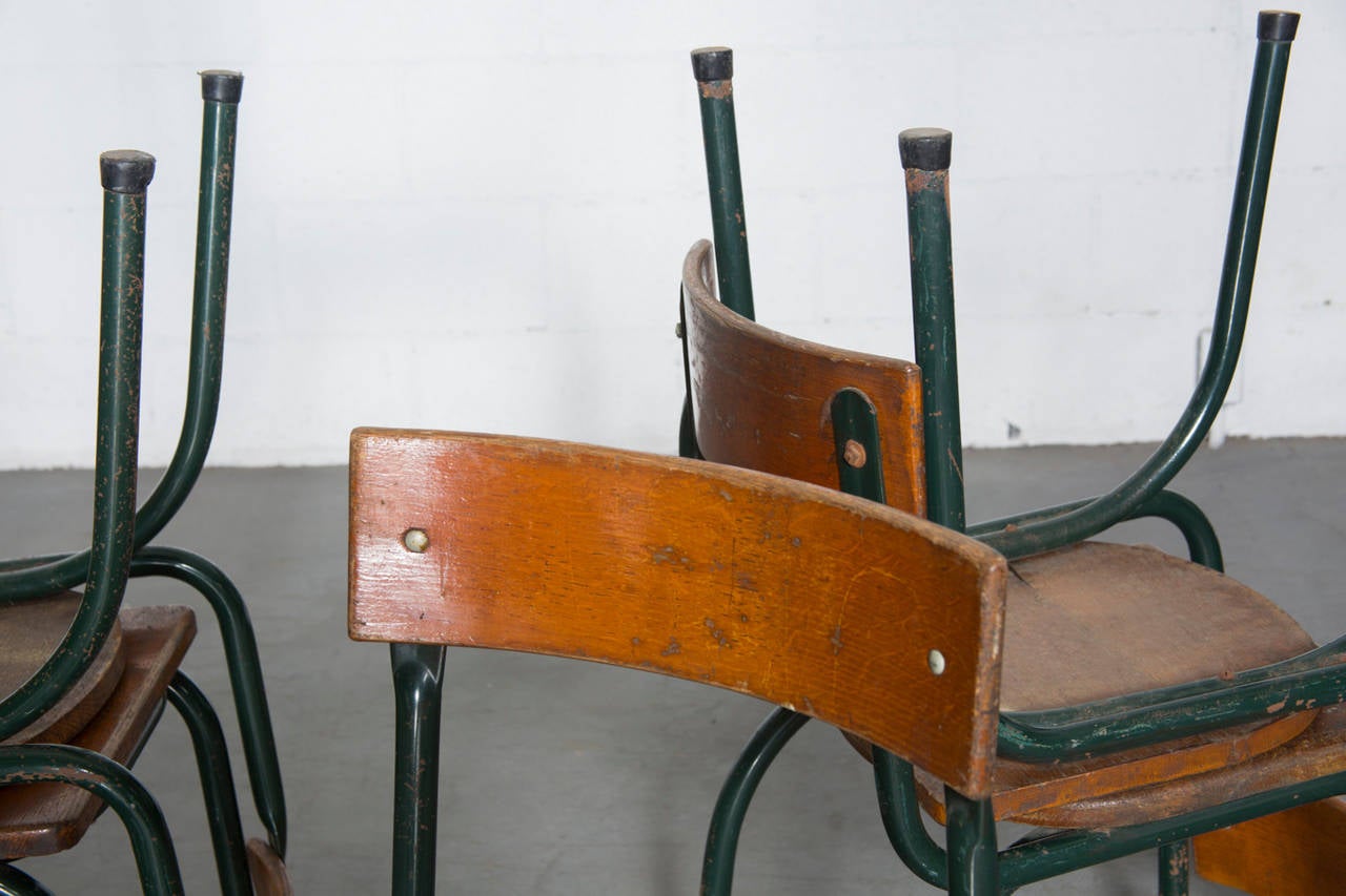 Metal Set of Six Tubax School Chairs