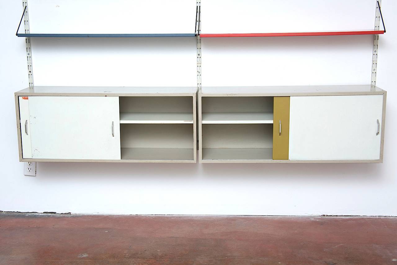 Enameled Pilastro Two-Section Wall Unit with Double Cabinets